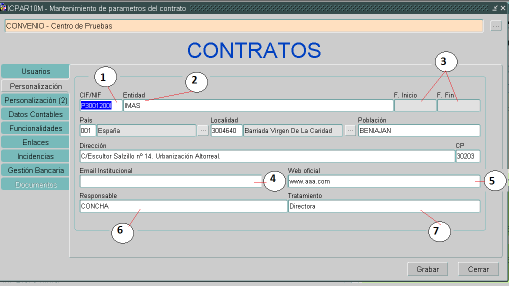 Cambio datos contrato