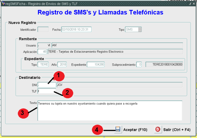 ALTA DE SMS