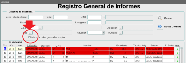 lsita notas generadad