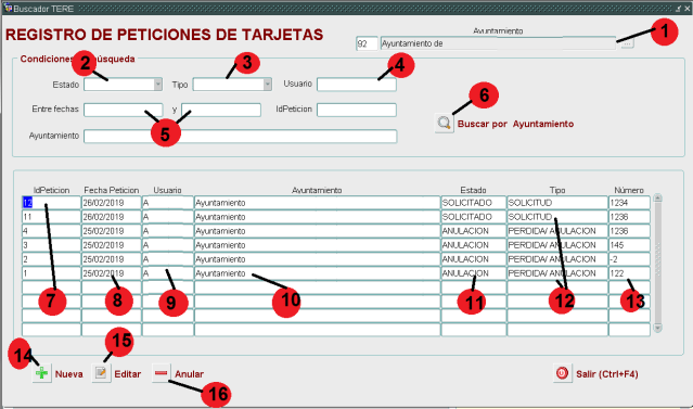 Registro Peticion Tarjeta