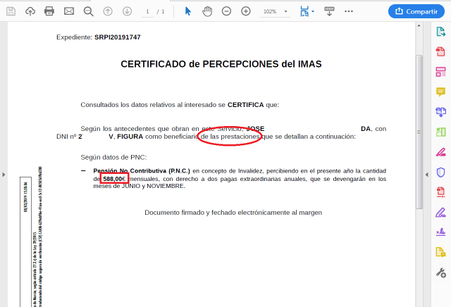 SRPI certifiado importes año actual