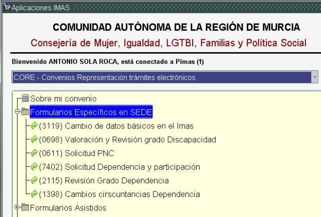 core formulario especifico