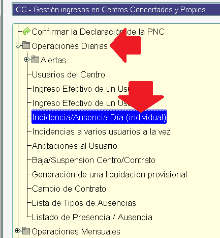 icc menu de incidencias